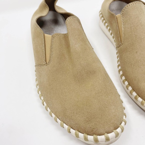 Dav Womens Size 6 Cream White Suede Slip On Sneakers Comfort Round Toe Leather - Picture 4 of 10